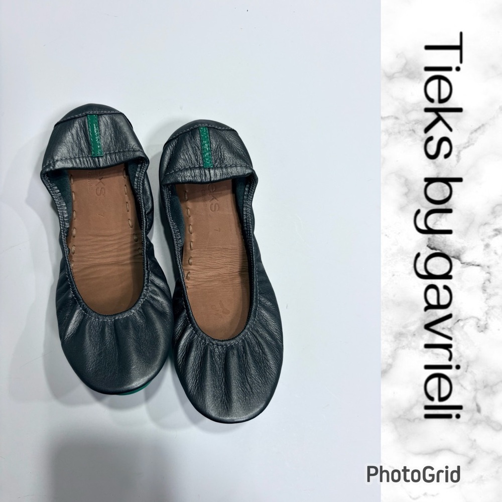Tieks metallic Pewter Leather Flats